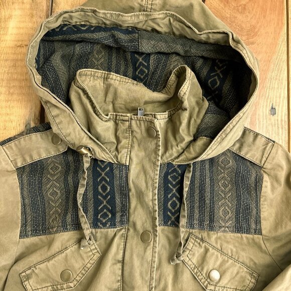 Coffee Shop Olive Green Jacket Southwestern Pattern M - Picture 5 of 8